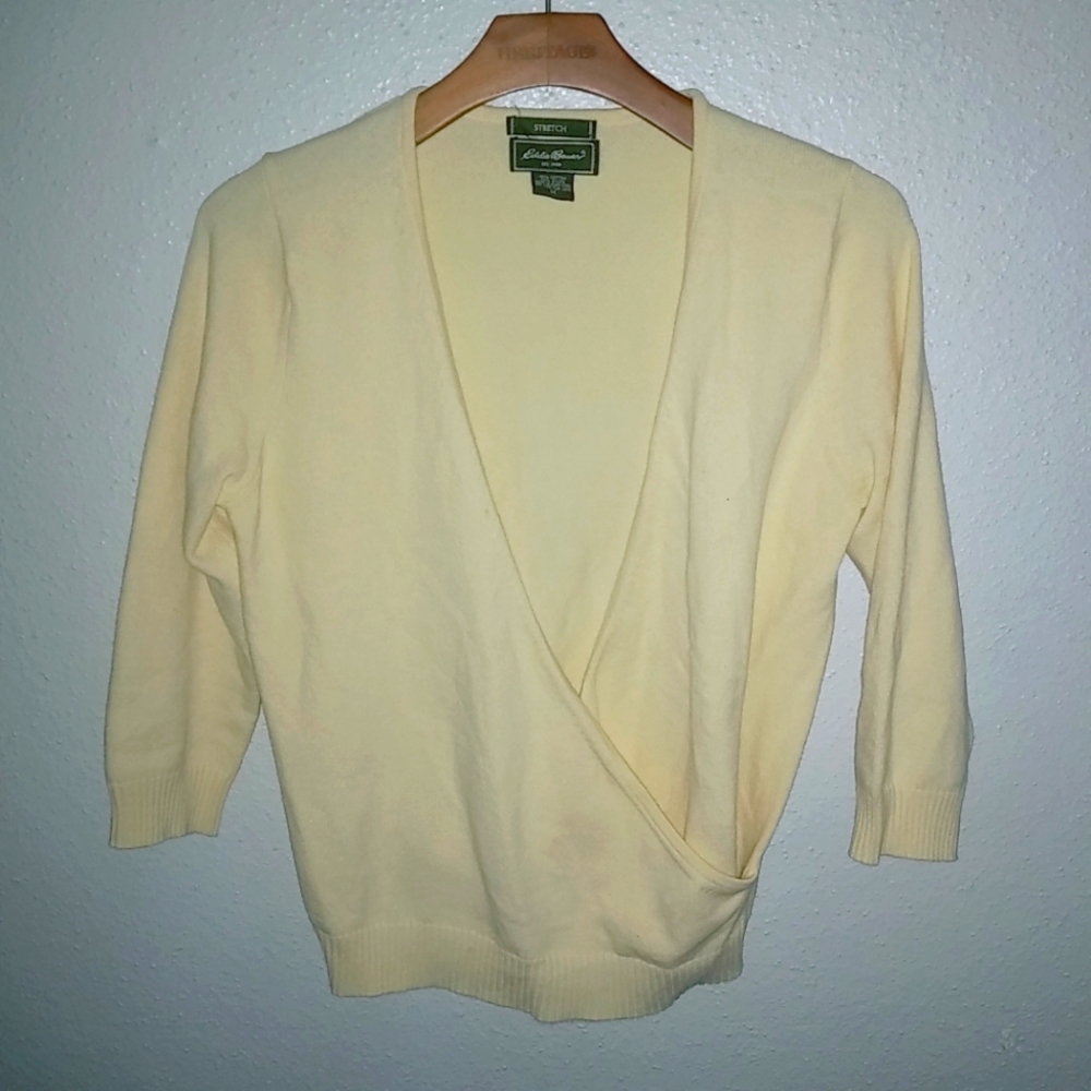 Eddie Bauer M Canary Yellow Crossover Sweater Top